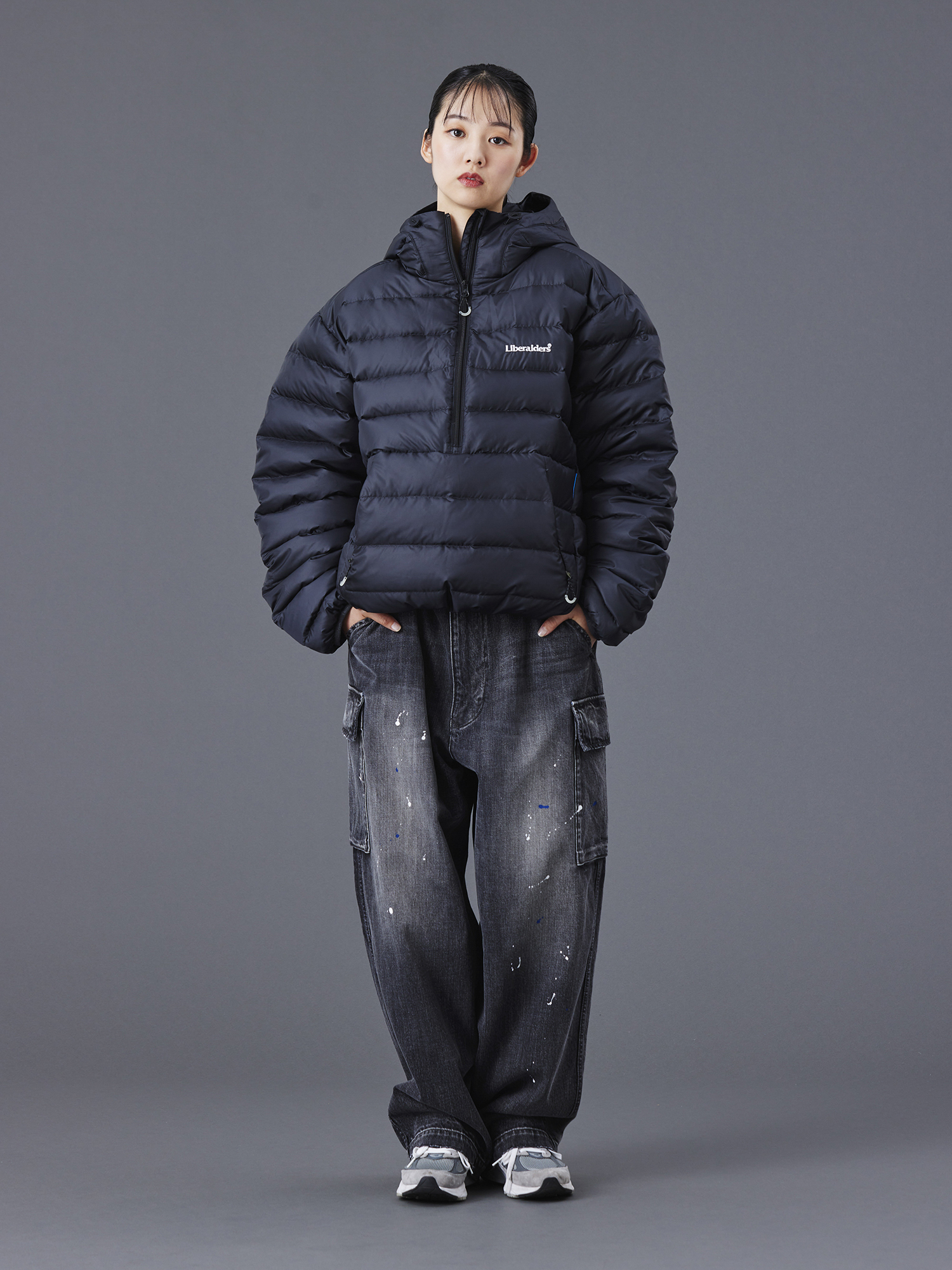 LIBERAIDERS DENIM CARGO PANTS 777092503 BLK