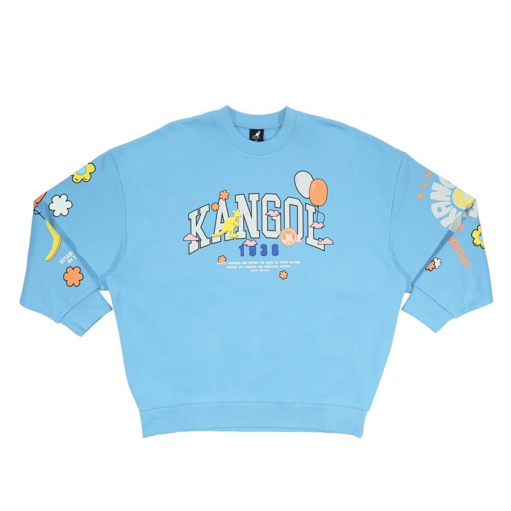 KANGOL 大學T 水藍 繽紛印花 長袖 上衣 女 6552100382