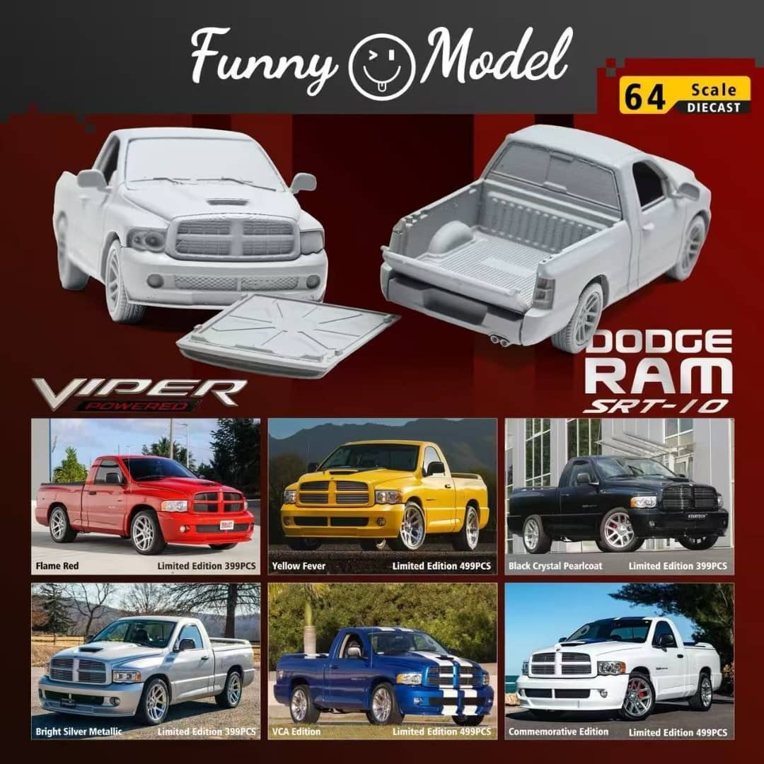 PO-$170 * FUNNY MODEL * 1:64 DODGE RAM SRT-10 PICKUP 2004 BLACK CRYSTAL PEARLCOAT