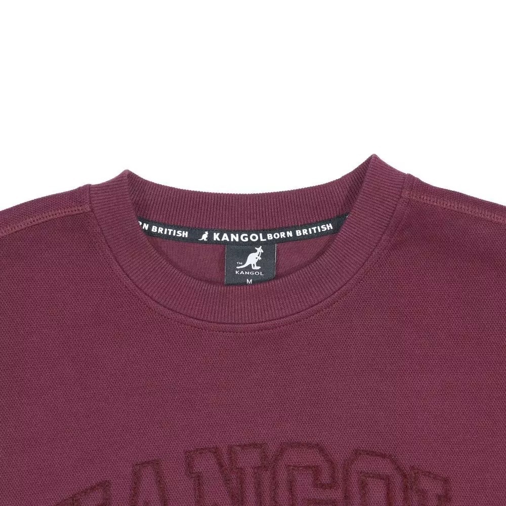 KANGOL 大學T 酒紅 LOGO 剪裁 長袖 上衣 女 6552100440