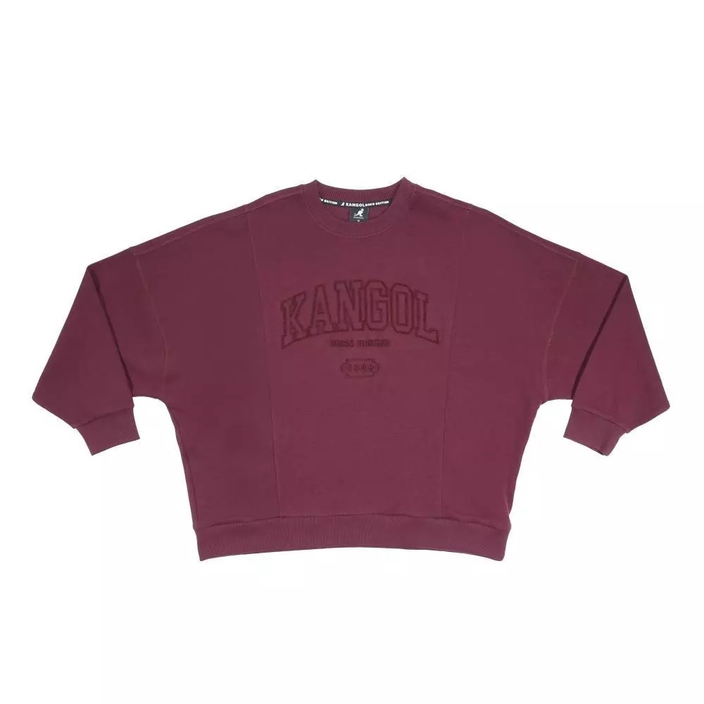 KANGOL 大學T 酒紅 LOGO 剪裁 長袖 上衣 女 6552100440
