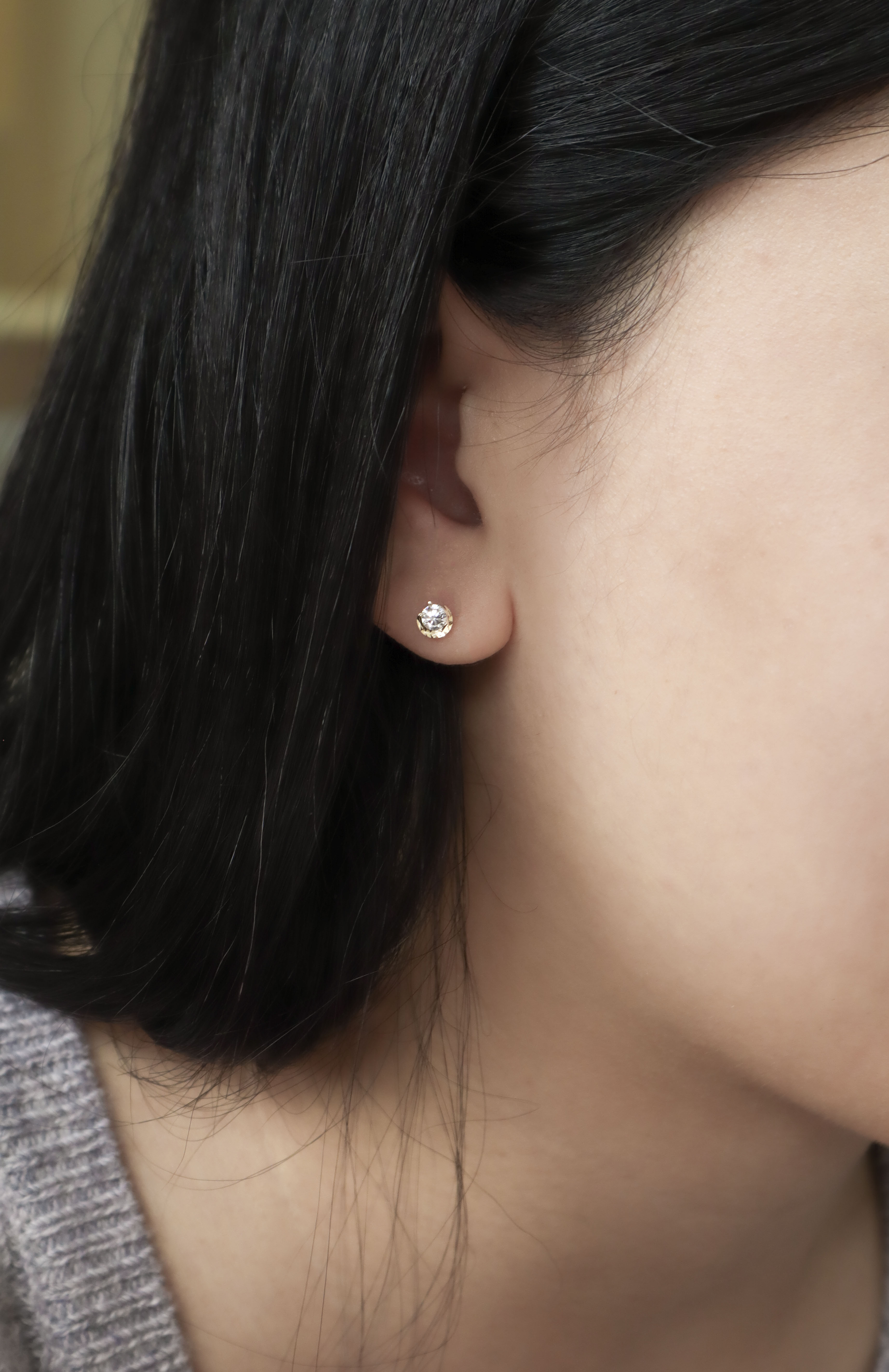 10K/真心鋯鑽耳環