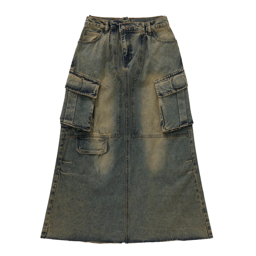 【車庫服飾】sense Distressed Denim Full Skirt