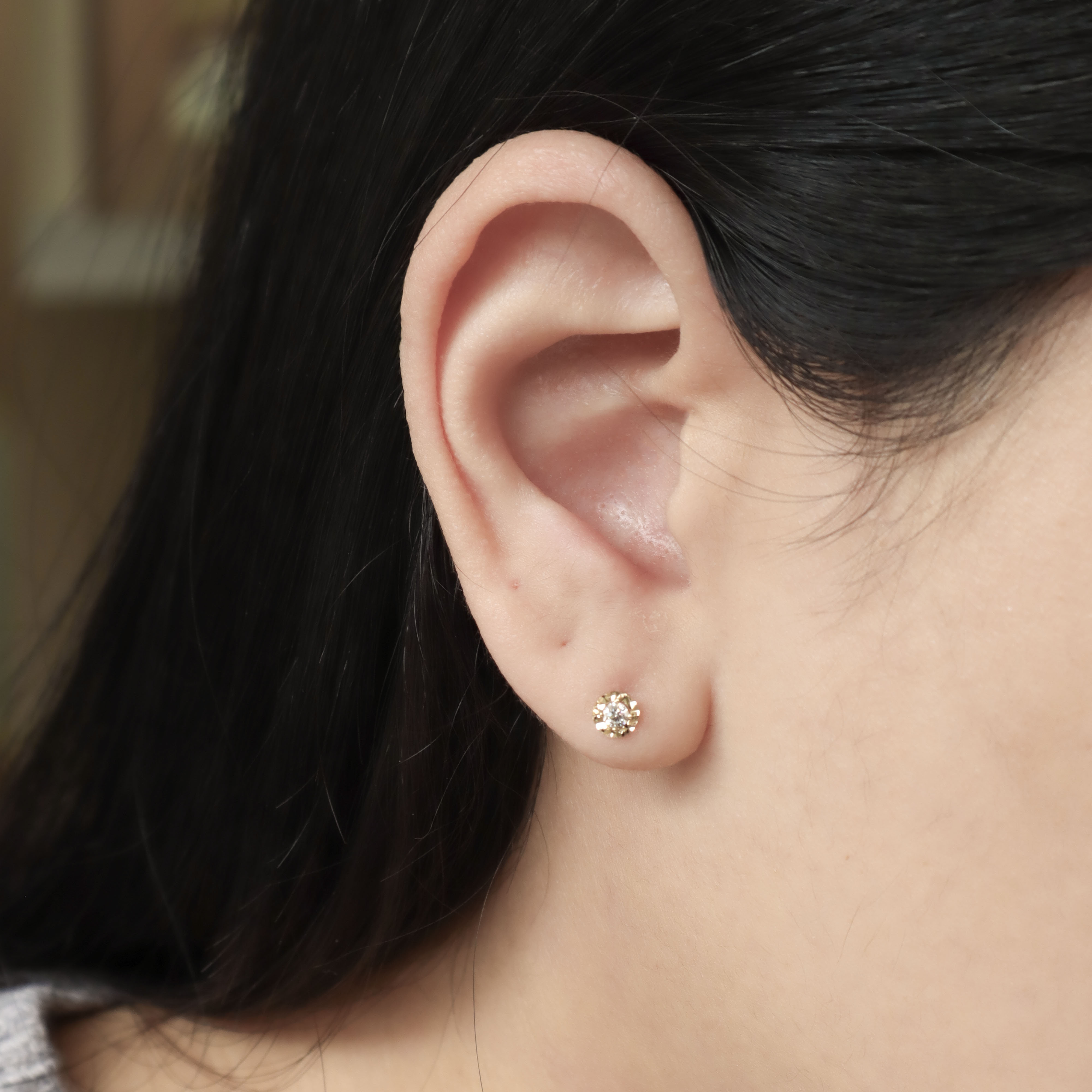 10K/菱格圓心耳環