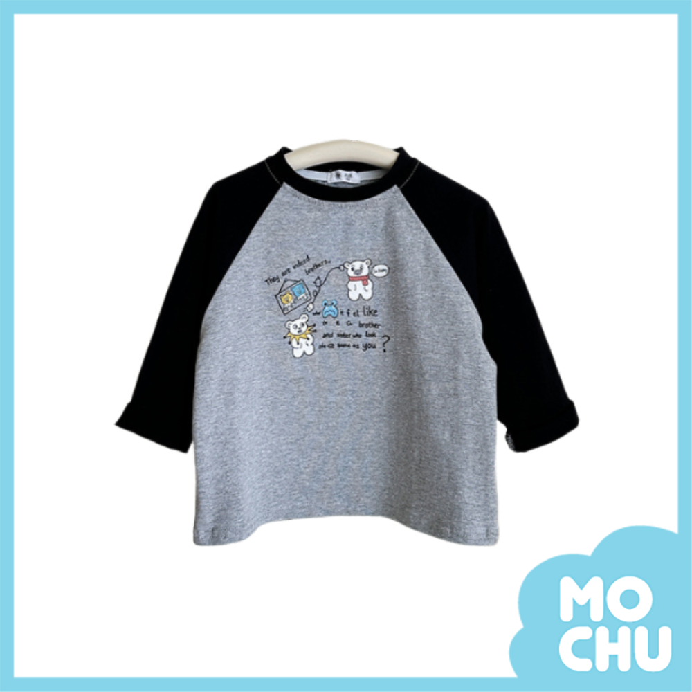 兩隻白熊拼接長袖上衣