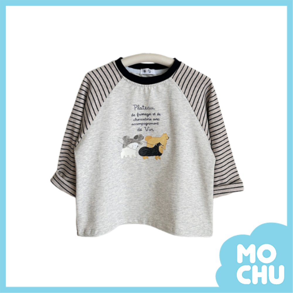 牽繩狗狗拼接長袖上衣