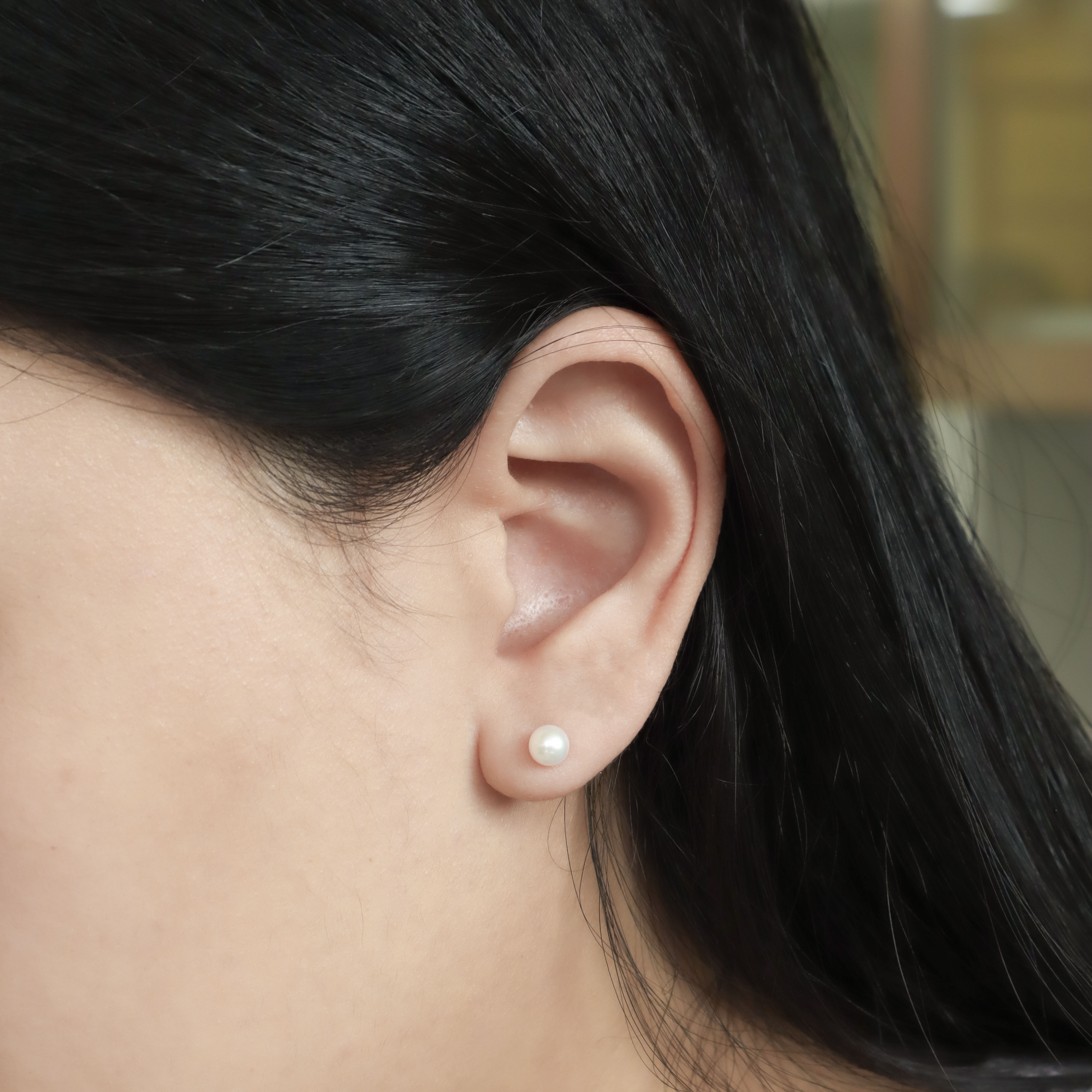 10K/單粒珍珠耳環(小)