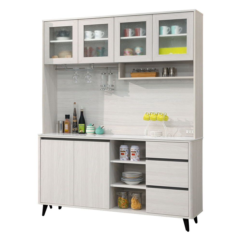 亞迪5.3尺岩板收納高餐櫃/碗盤櫃/電器櫃(上座+下座)