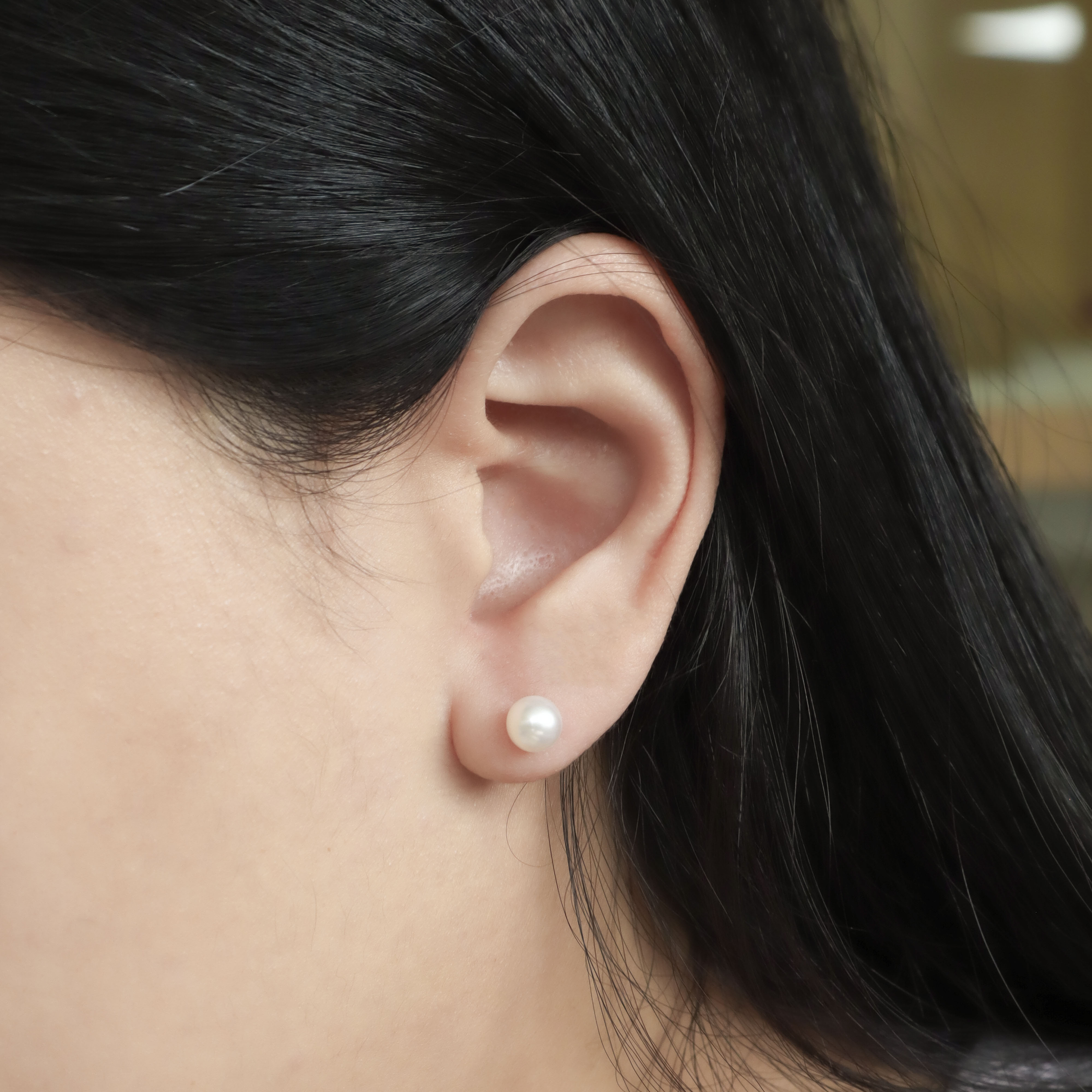 10K/單粒珍珠耳環(大)