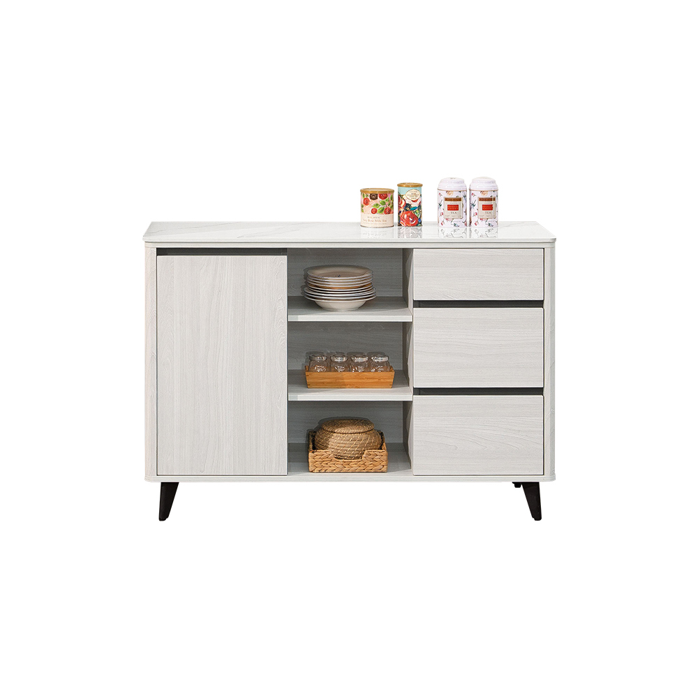 亞迪4尺岩板收納餐櫃/碗盤櫃/置物矮櫃/電器櫃/玄關櫃(下座)