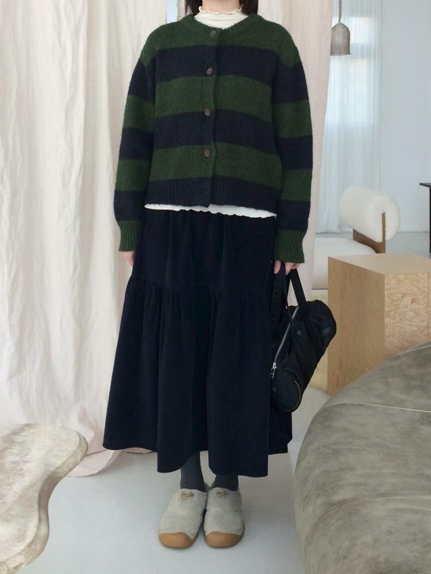 Elastic button long skirt