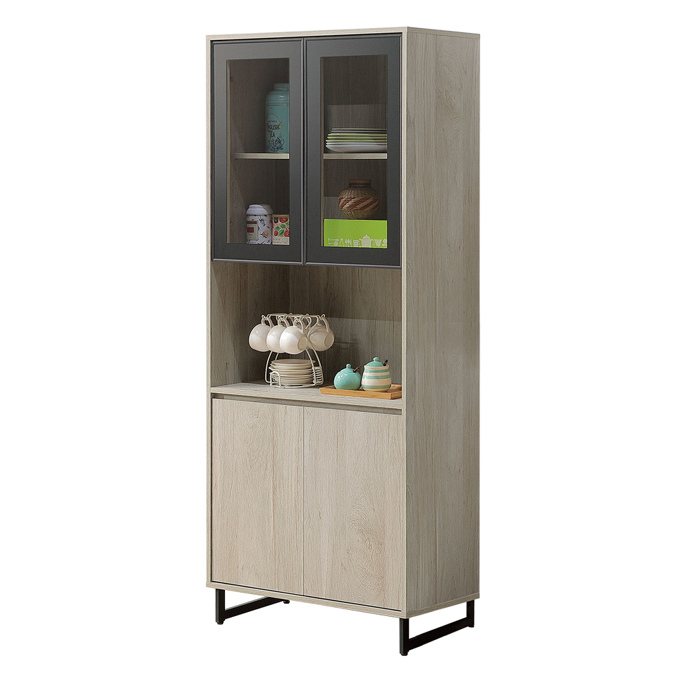 摩爾2.7尺玻璃門展示櫃/四抽收納置物櫃/書櫃/玄關櫃/高餐櫃