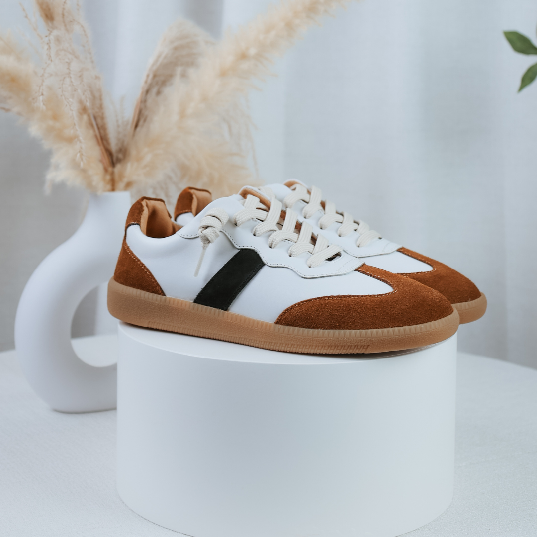 艾蜜莉 - 真皮德訓鞋 胡迪配色(真皮女鞋/防潑水/防滑靜音)