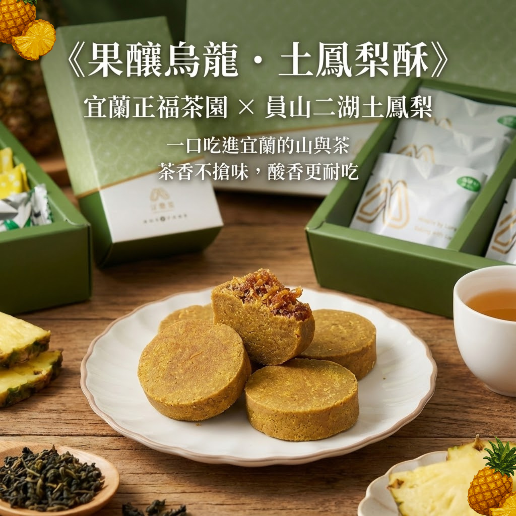 【米樂客】果釀烏龍・宜蘭土鳳梨酥禮盒｜宜蘭正福茶園x員山二湖土鳳梨