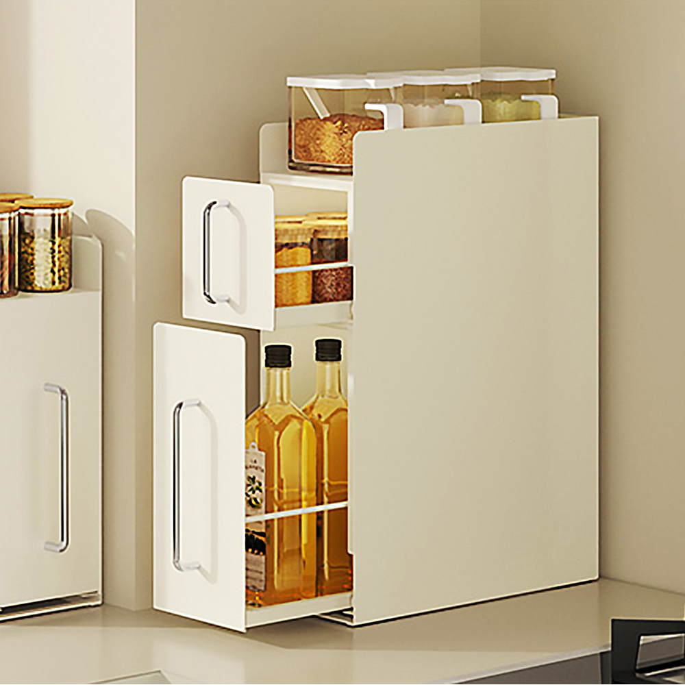 【AOTTO】廚房檯面雙層抽拉收納置物架(KC-009)