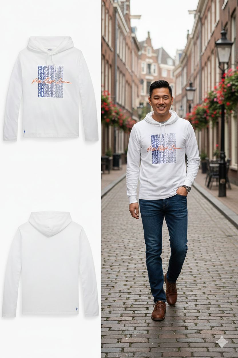 【預購】Q121705 Polo Ralph Lauren 男士針織長袖連帽T卹（白色，S碼）