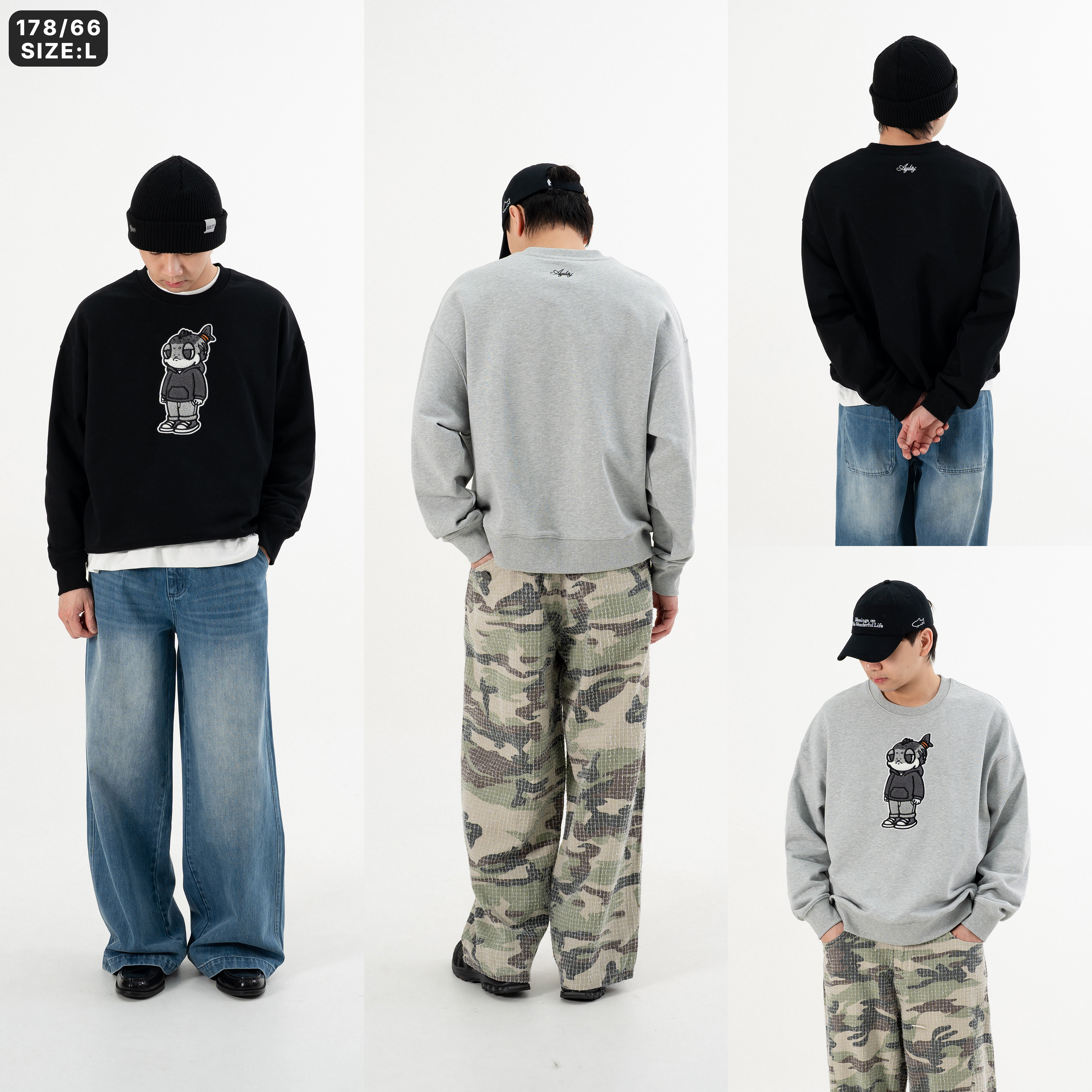 AGILITY Logo Sweater / SYAKEMARU 鮭魚丸刺繡 大學Tee [HC3-SM]