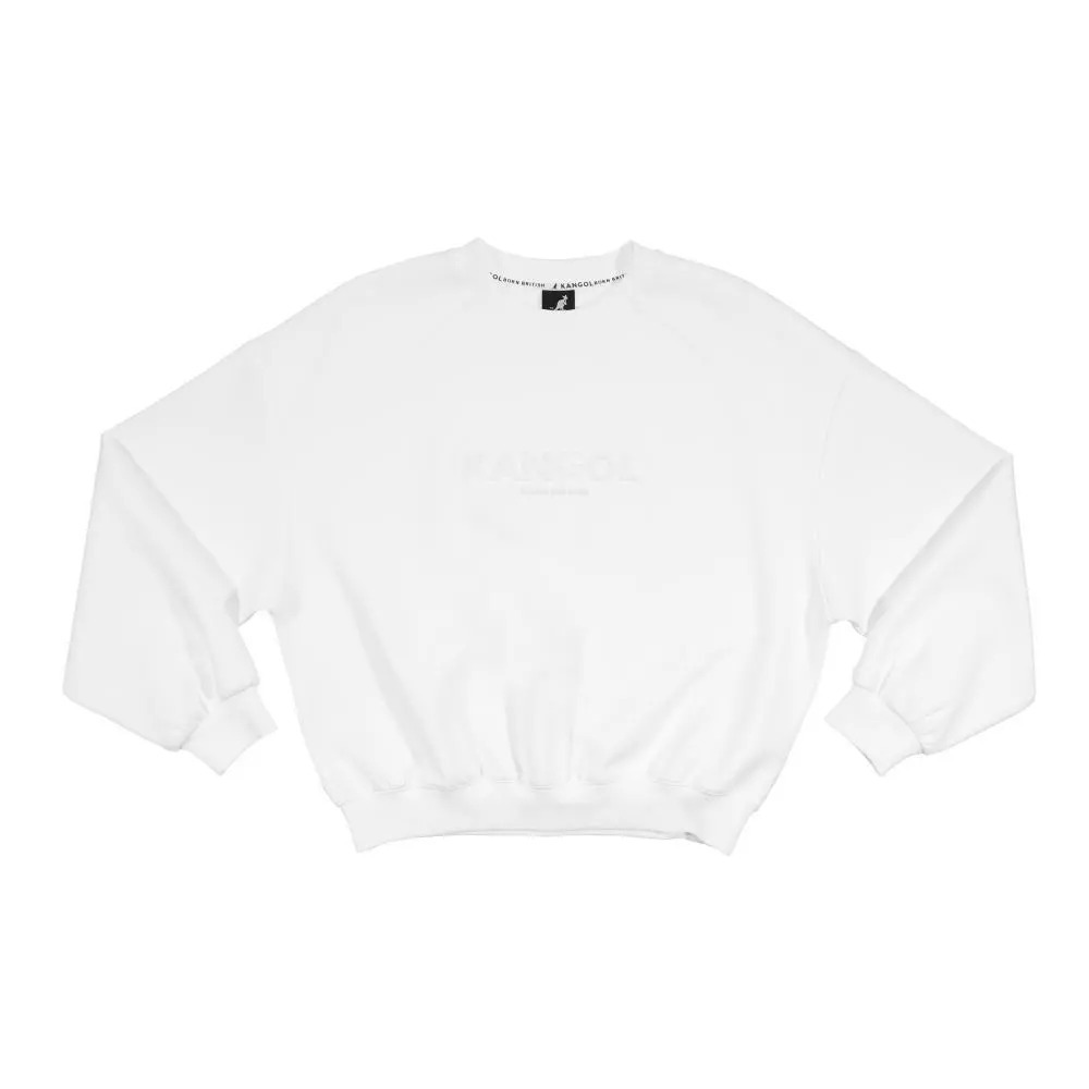 KANGOL 大學T 白色 LOGO 刷毛 長袖 上衣 女 6552100500