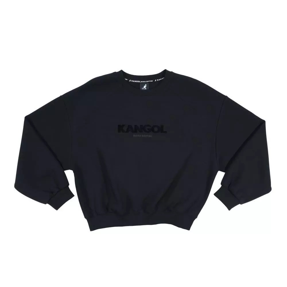 KANGOL 大學T 黑色 LOGO 刷毛 長袖 上衣 女 6552100520