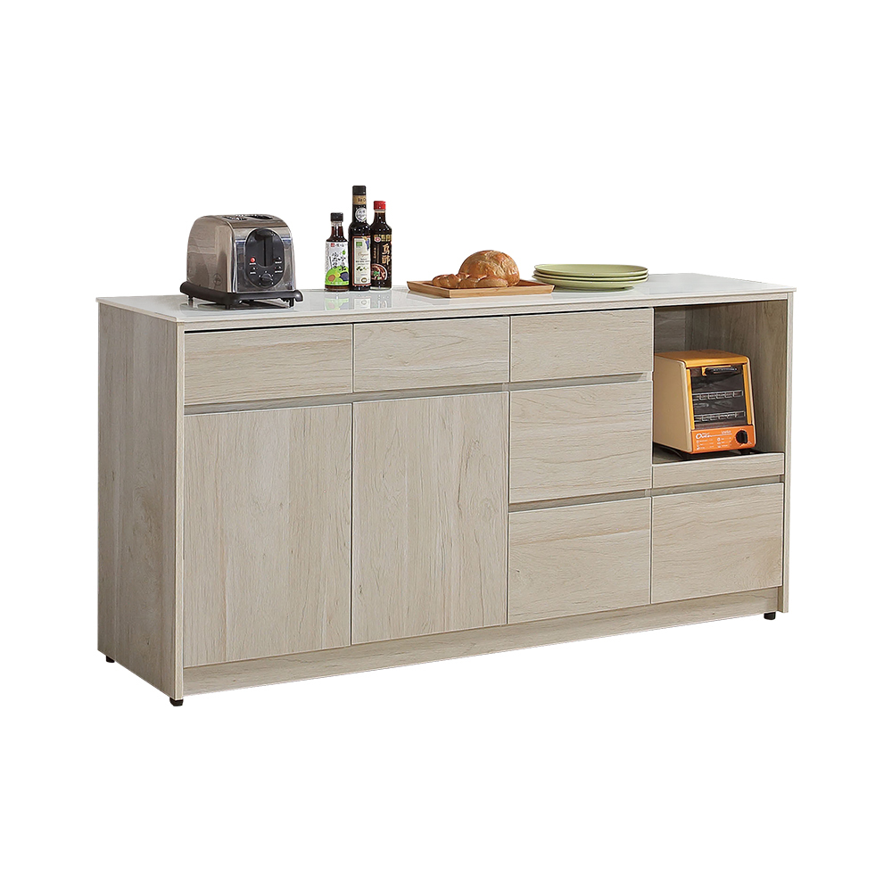 倫尼5.3尺岩板收納餐櫃/碗盤櫃/置物矮櫃/拉盤電器櫃/玄關櫃(下座)