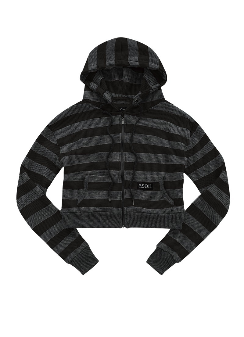 ASON COSY STRIPE HOOD ZIP-UP