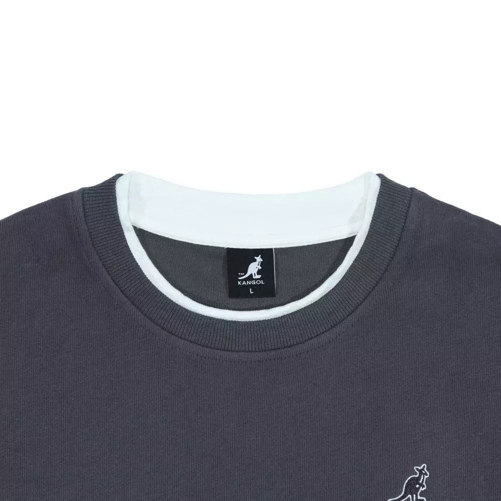 KANGOL 大學T 深灰 經典 假兩件 圓領T 中性 6555101310