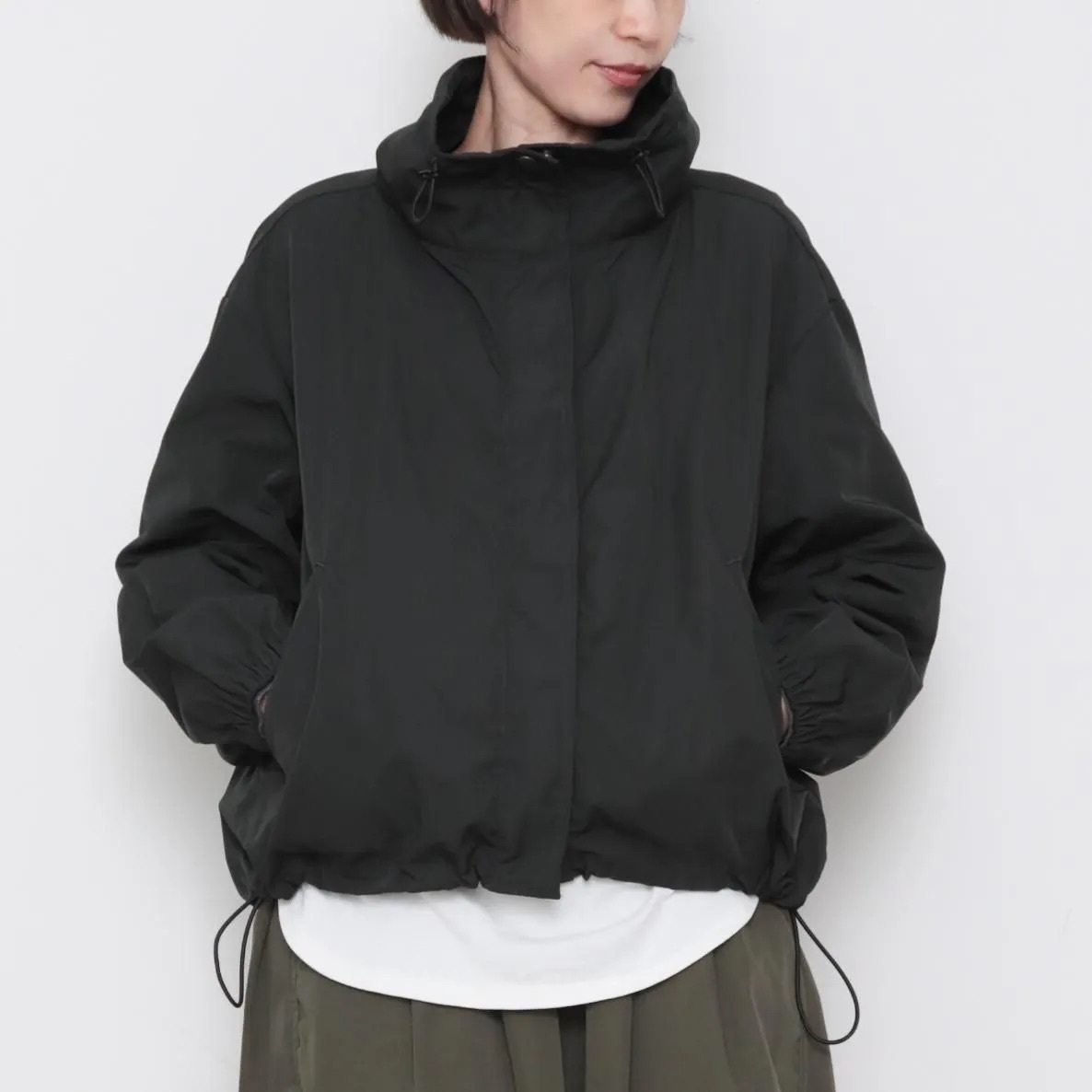 OMAKE.jp 防潑水立領短外套YYjacket 黑