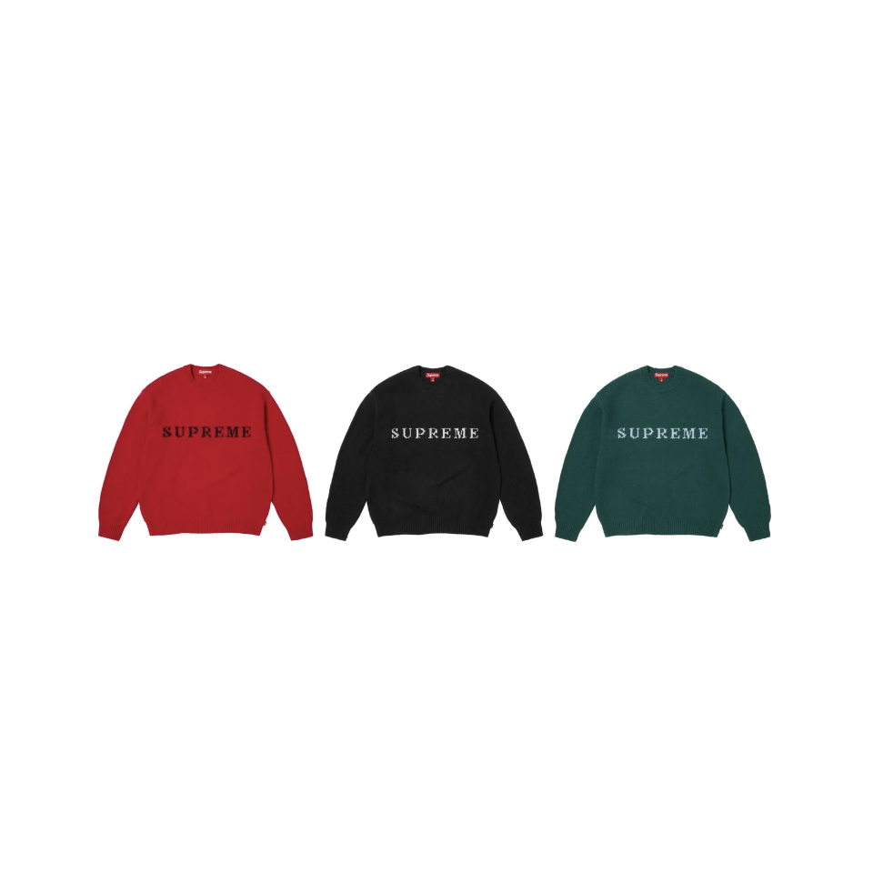 -(B3d01)-SUPREME CONTRAST LOGO SWEATER 文字 針織 毛衣 黑/綠/紅