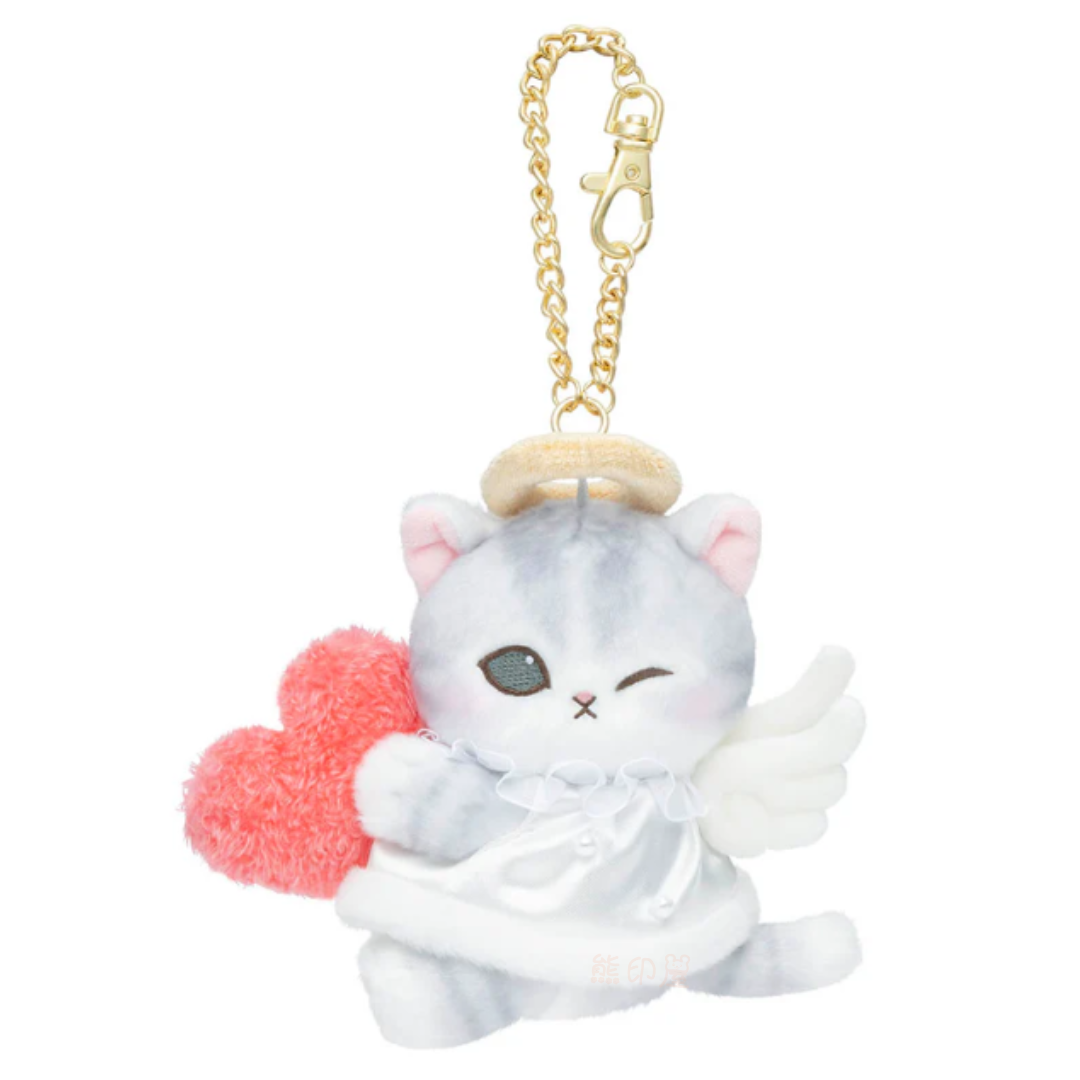 Mofusand 貓咪天使愛心款 毛公仔吊飾 掛飾
