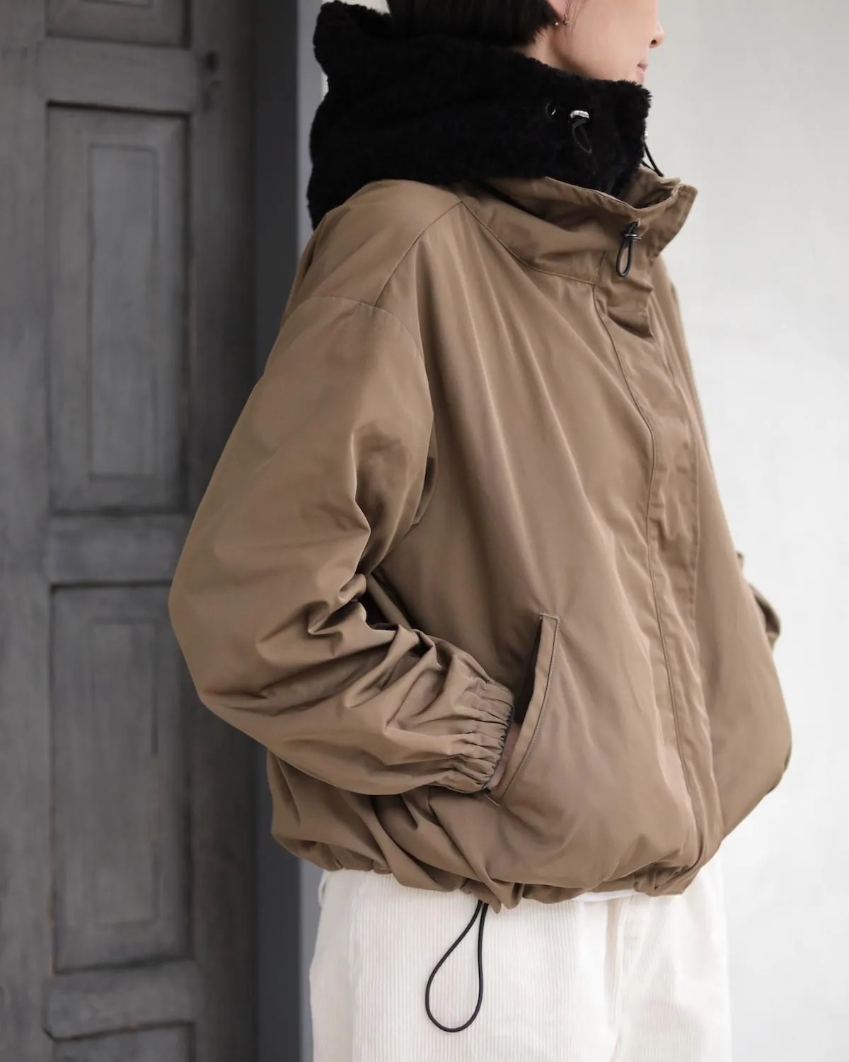 OMAKE.jp 防潑水立領短外套YYjacket 卡其