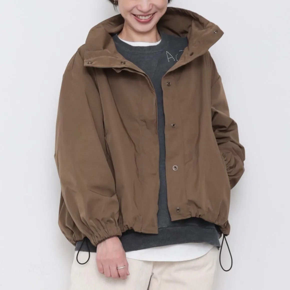 OMAKE.jp 防潑水立領短外套YYjacket 卡其