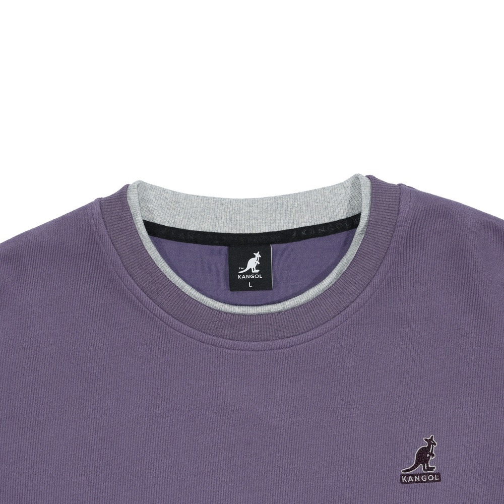 KANGOL 大學T 灰紫 經典 假兩件 圓領T 中性 6555101392