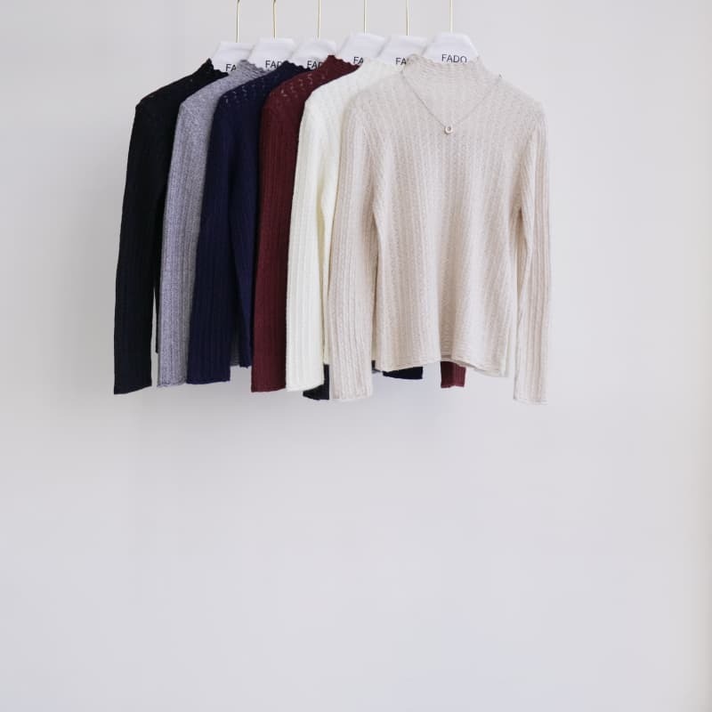 法朵Fado shop｜蕾絲立領 (附項鍊) 安迪絨針織衫 010A005 六色