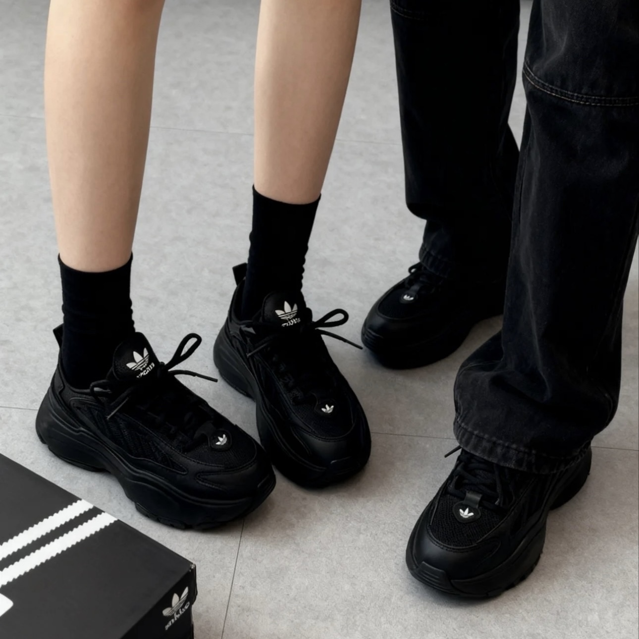 ADIDAS ORIGINALS OZGAIA 全黑 黑武士 老爹鞋 厚底增高 女鞋 休閒鞋 IG6045