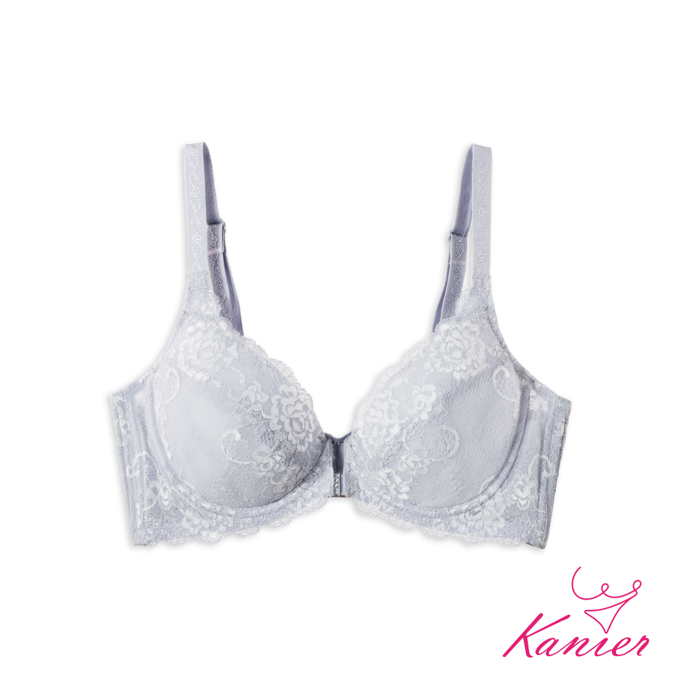 【Kanier卡妮兒】花邊物語 蕾絲側邊透氣前扣式內衣【8707 冰晶灰 -B / C罩杯】