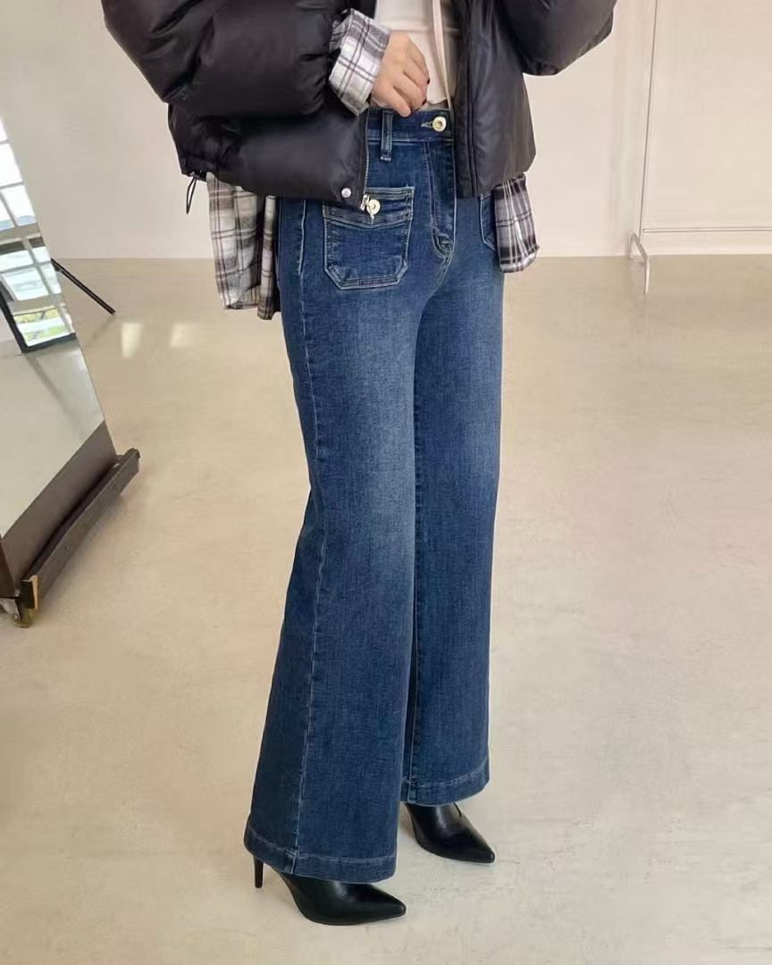 HL2577 爆單!雙口袋刷薄毛牛仔褲