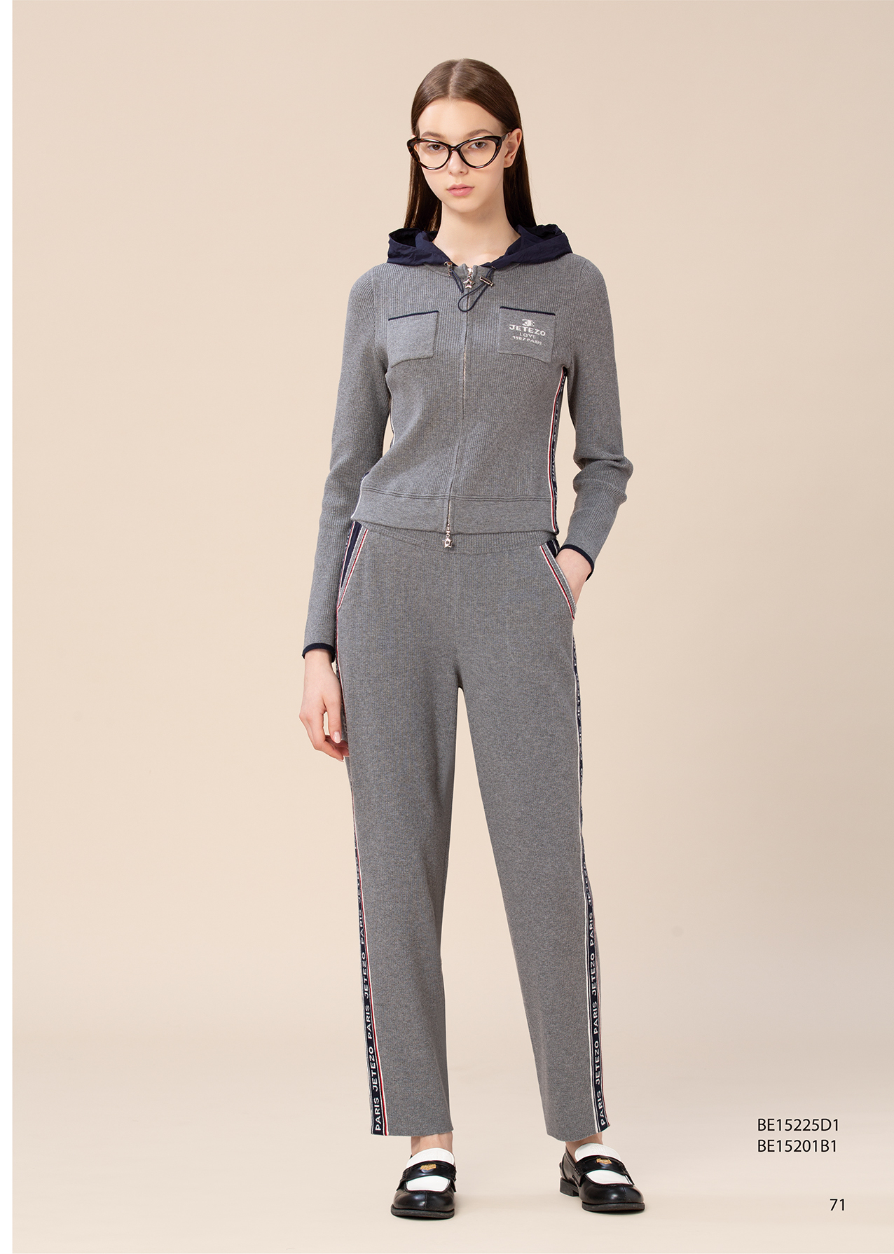 BE15225D1 城市行動感連帽拉鍊針織外套 (2色)