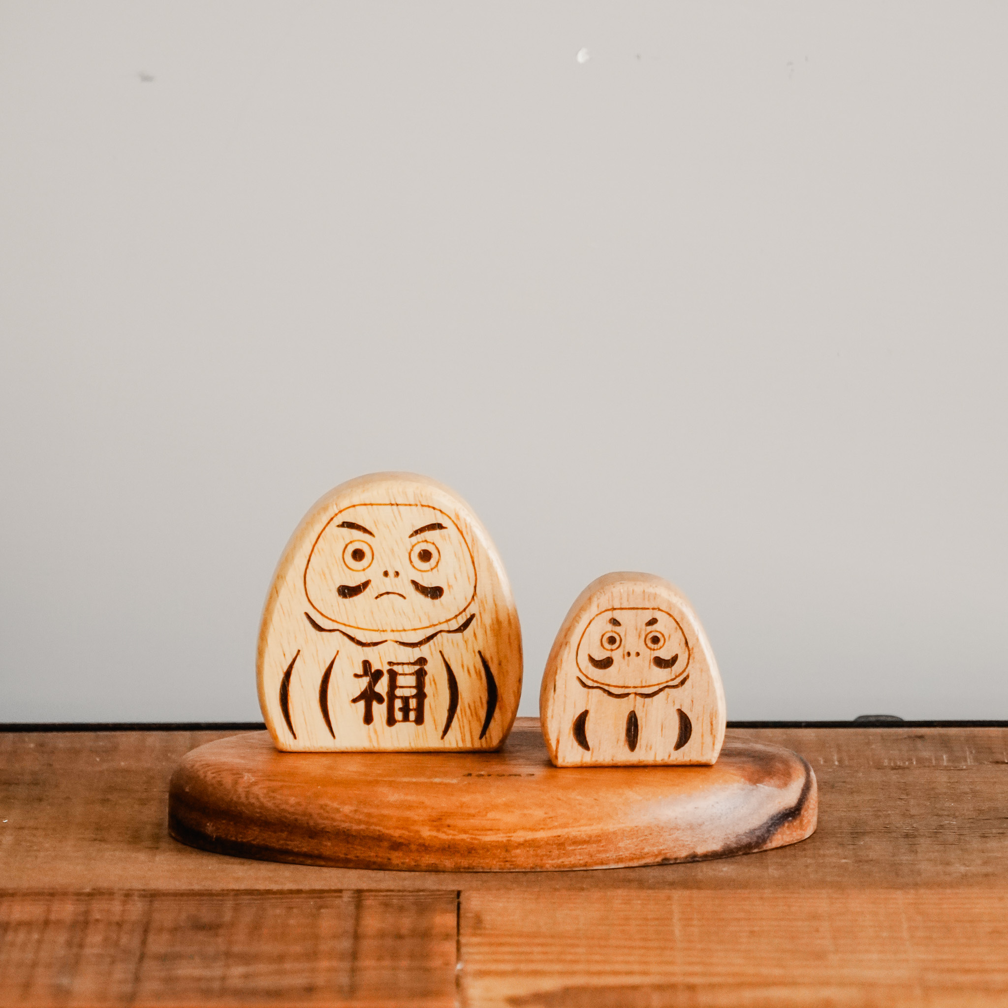 日本直送｜NEIN MARKE 原木擺件 木製達摩&招財貓