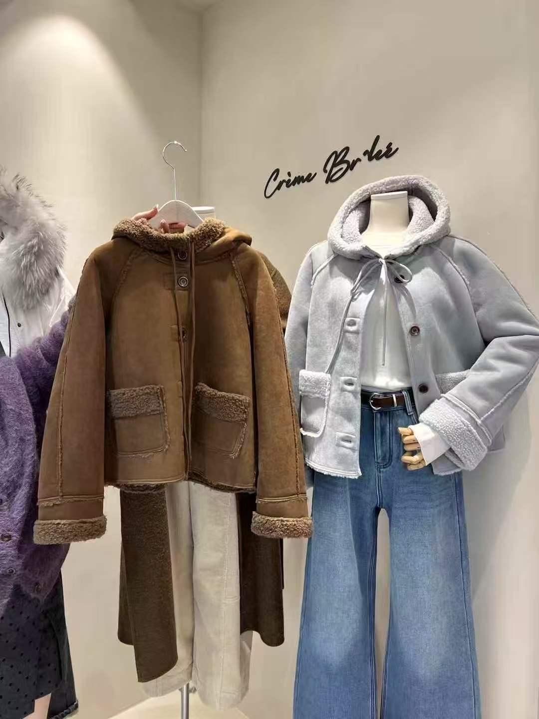 CB5308 雙面鋪毛連帽麂皮外套