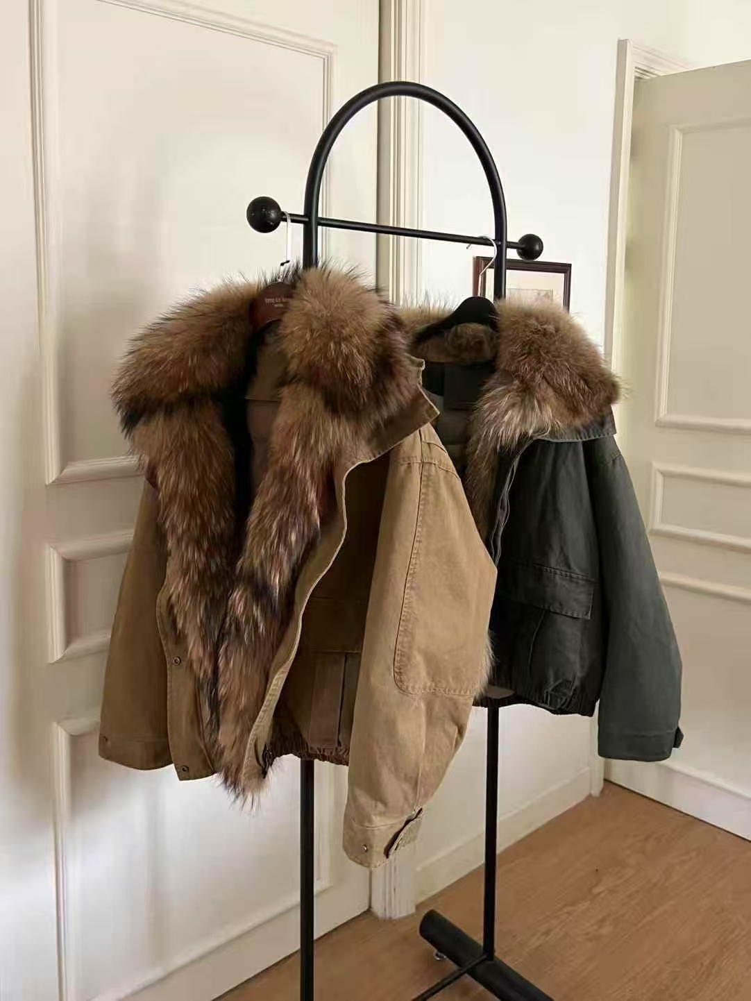 CB5310 浣熊毛領鴨絨軍裝外套