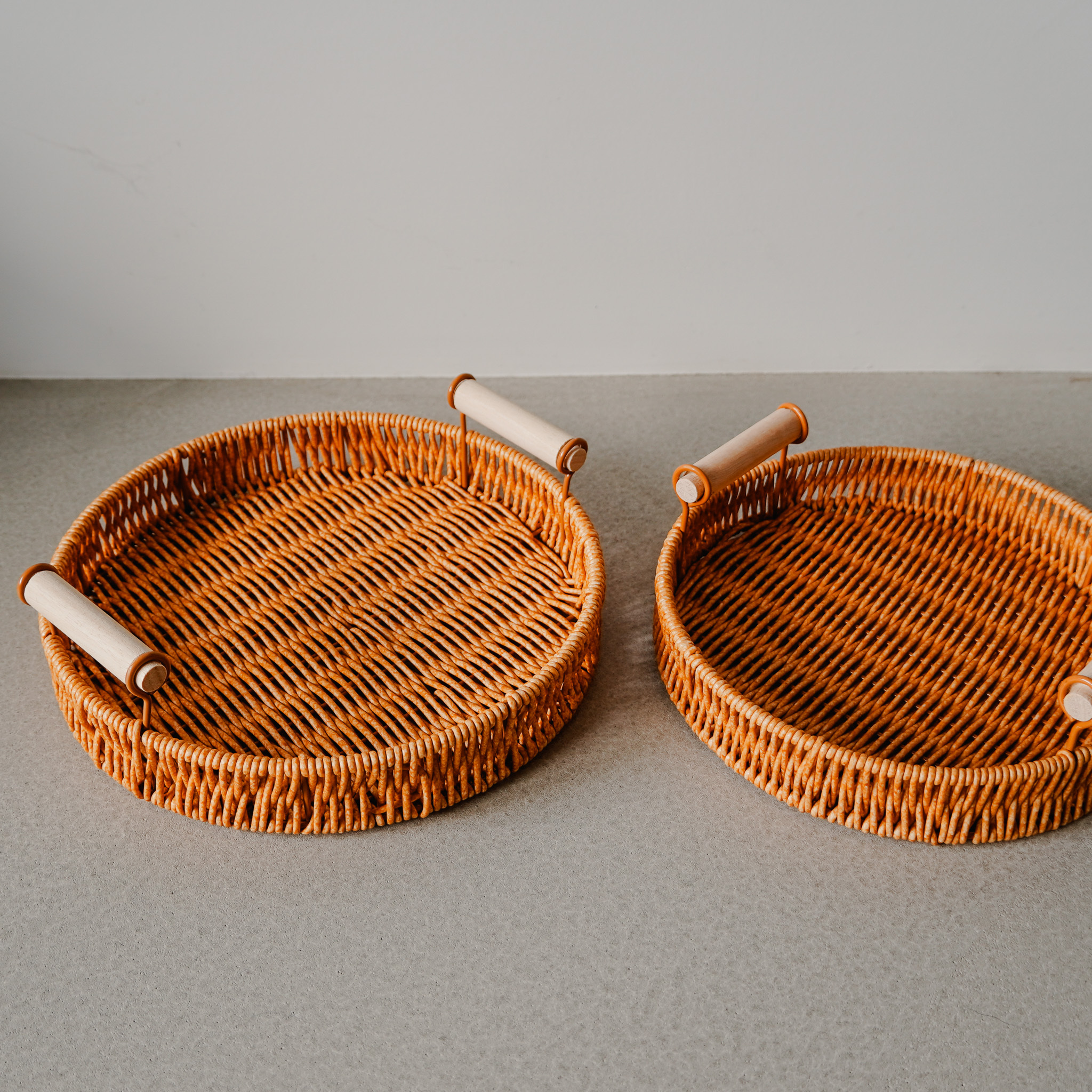 藤編圓形手提收納籃 二款售
