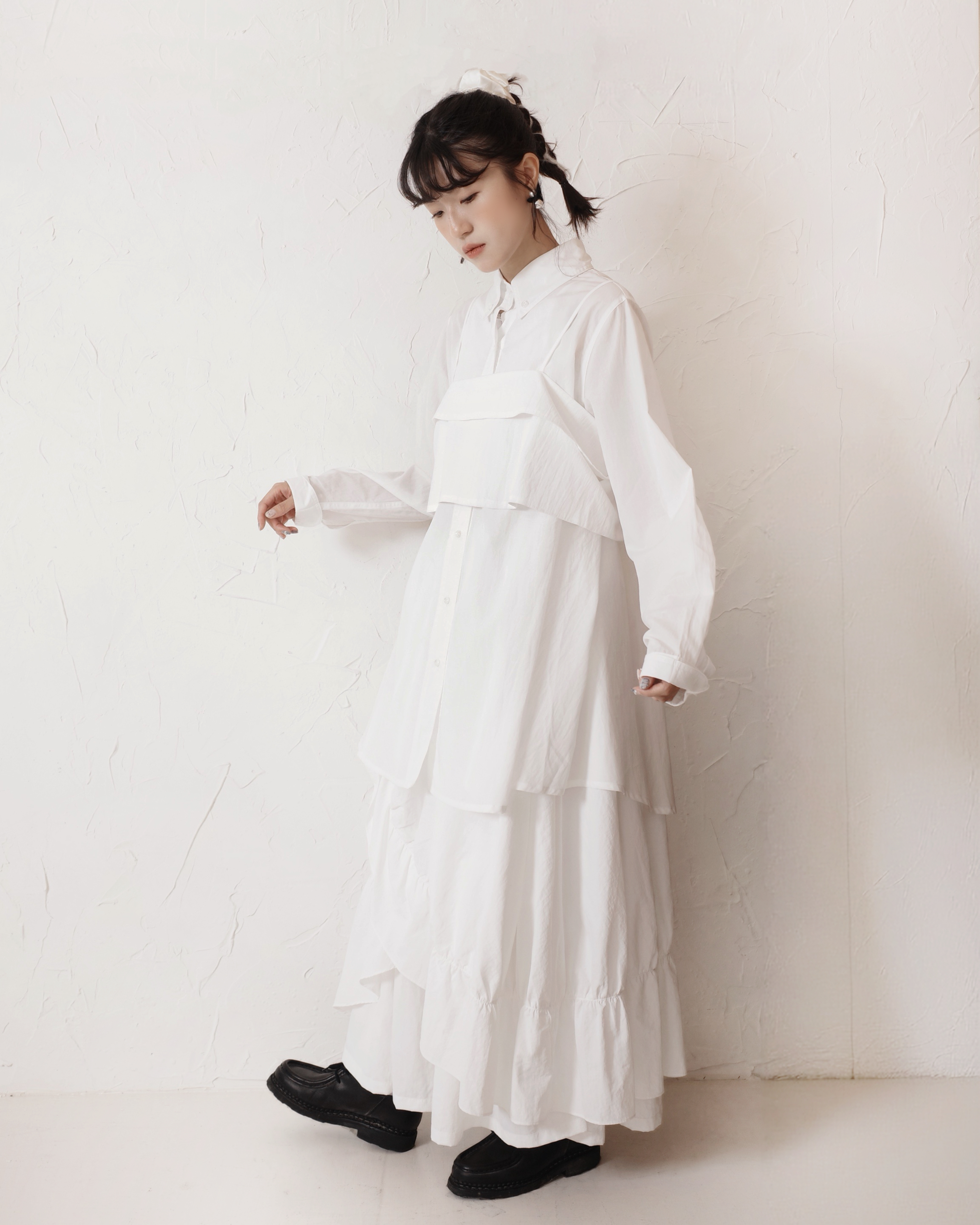 【 Kiki.co made 】Two-way shirt vest set - White