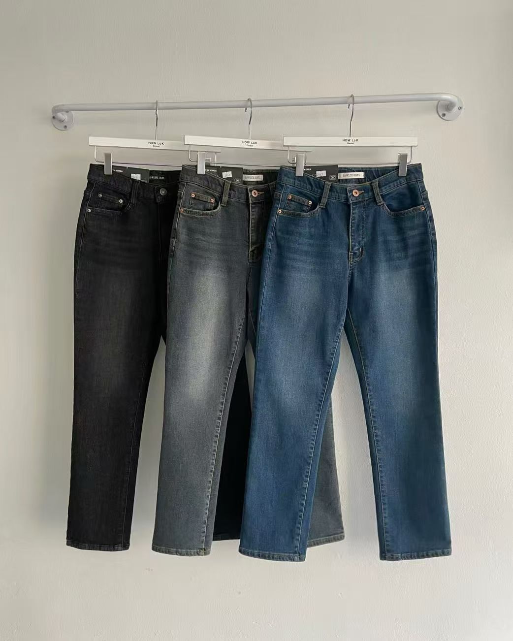 HL2563 修腿型刷薄毛牛仔褲