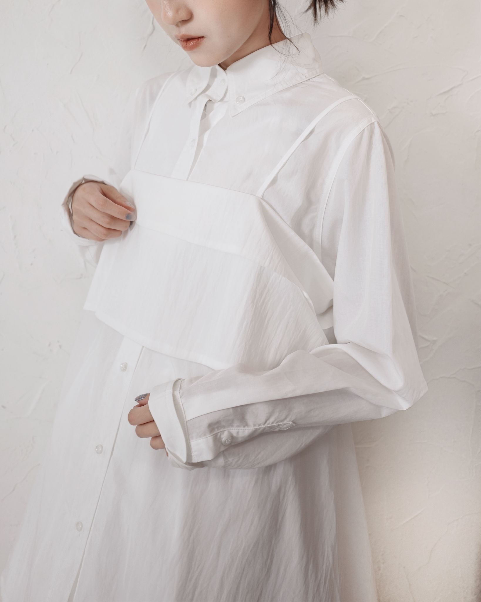 【 Kiki.co made 】Two-way shirt vest set - White