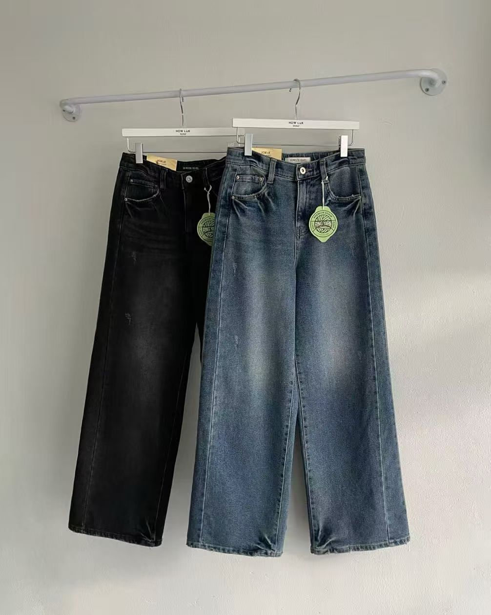 HL5670-1 直筒型刷薄毛牛仔褲