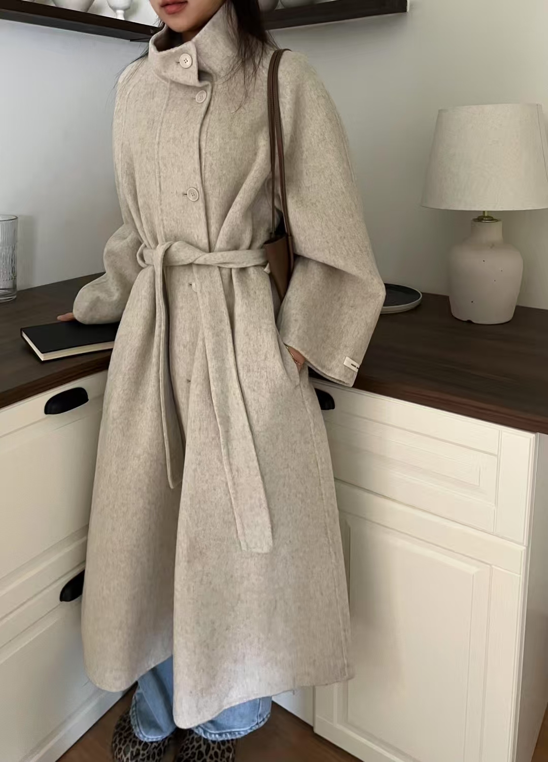 CB5322 插肩綁腰長版大衣