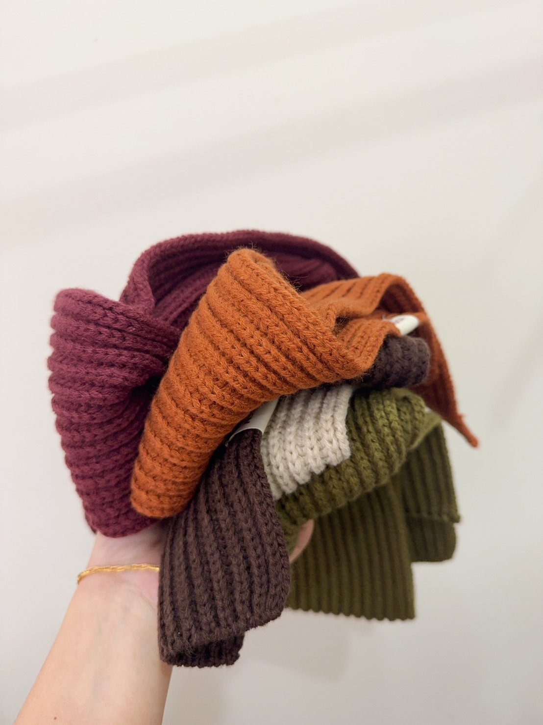 毛帽圍巾組-五色