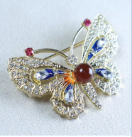 [S] GEMZ & CO AMBER XP030 Violet Butterfly Brooch, A1 (A1)