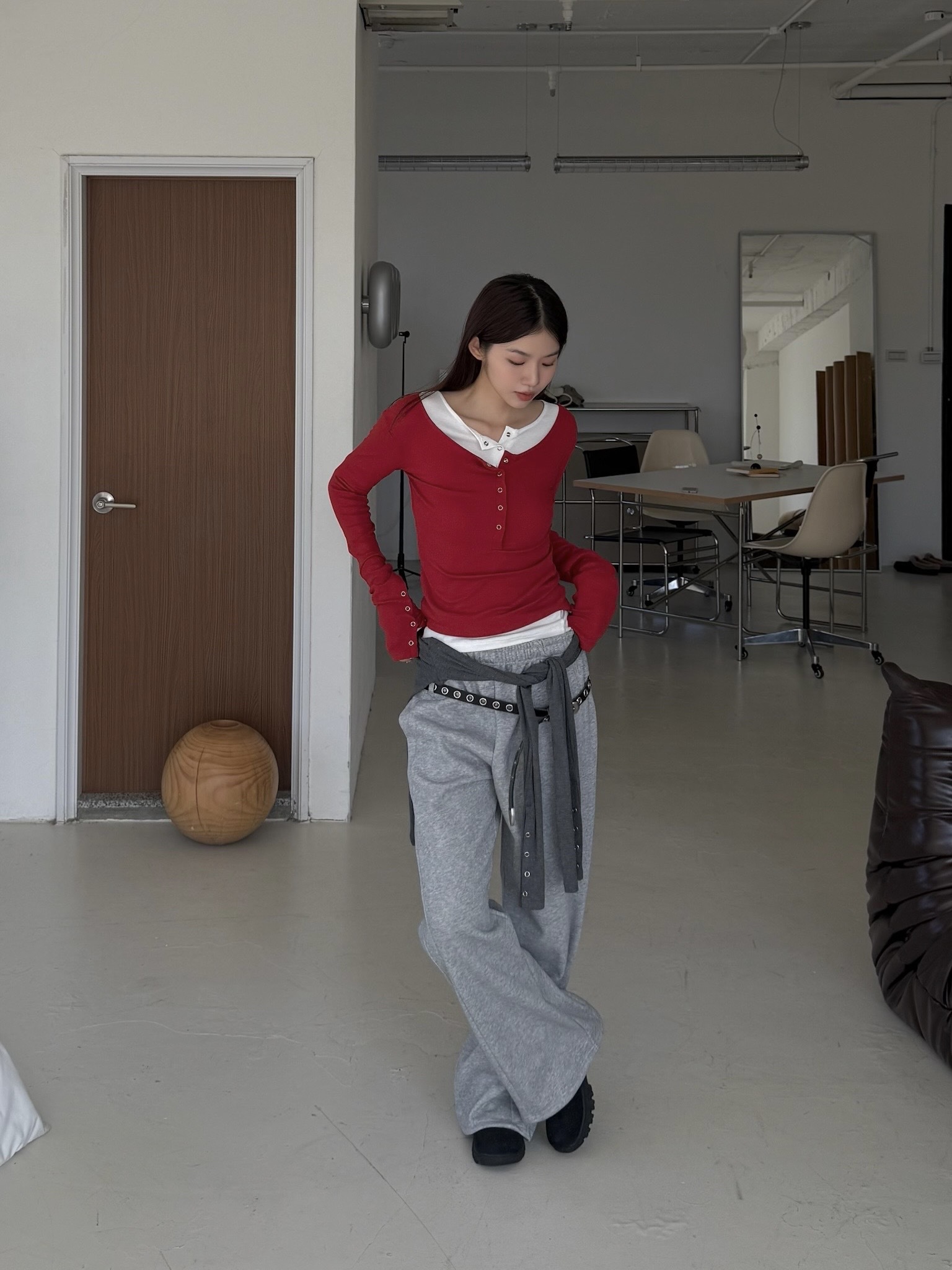 小日子率性銀釦上衣(紅/白/灰/黑)