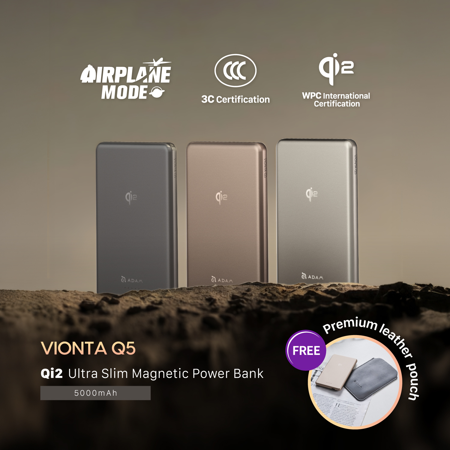 VIONTA Q5 Qi2 Ultra Slim Power Bank